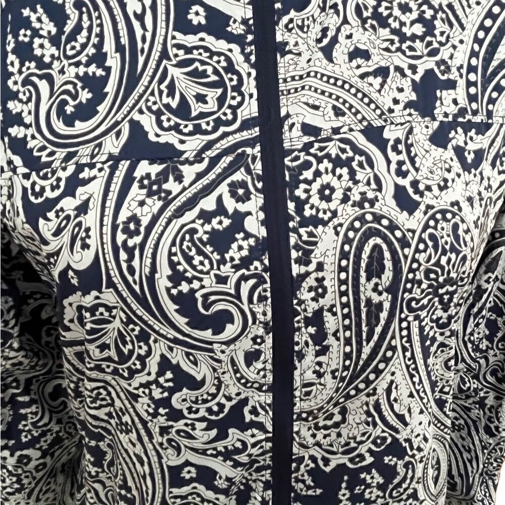 New Balance/J Crew navy paisley hooded wind breaker rain resistant sz S - Picture 8 of 9